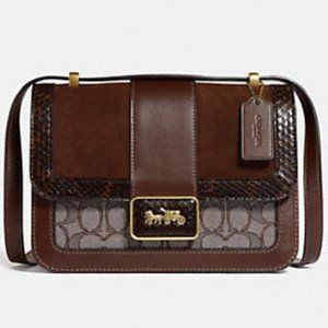 C0712 Coach Alie Shoulder Bag In Signature Jacquard With Snakeskin Detail NWT